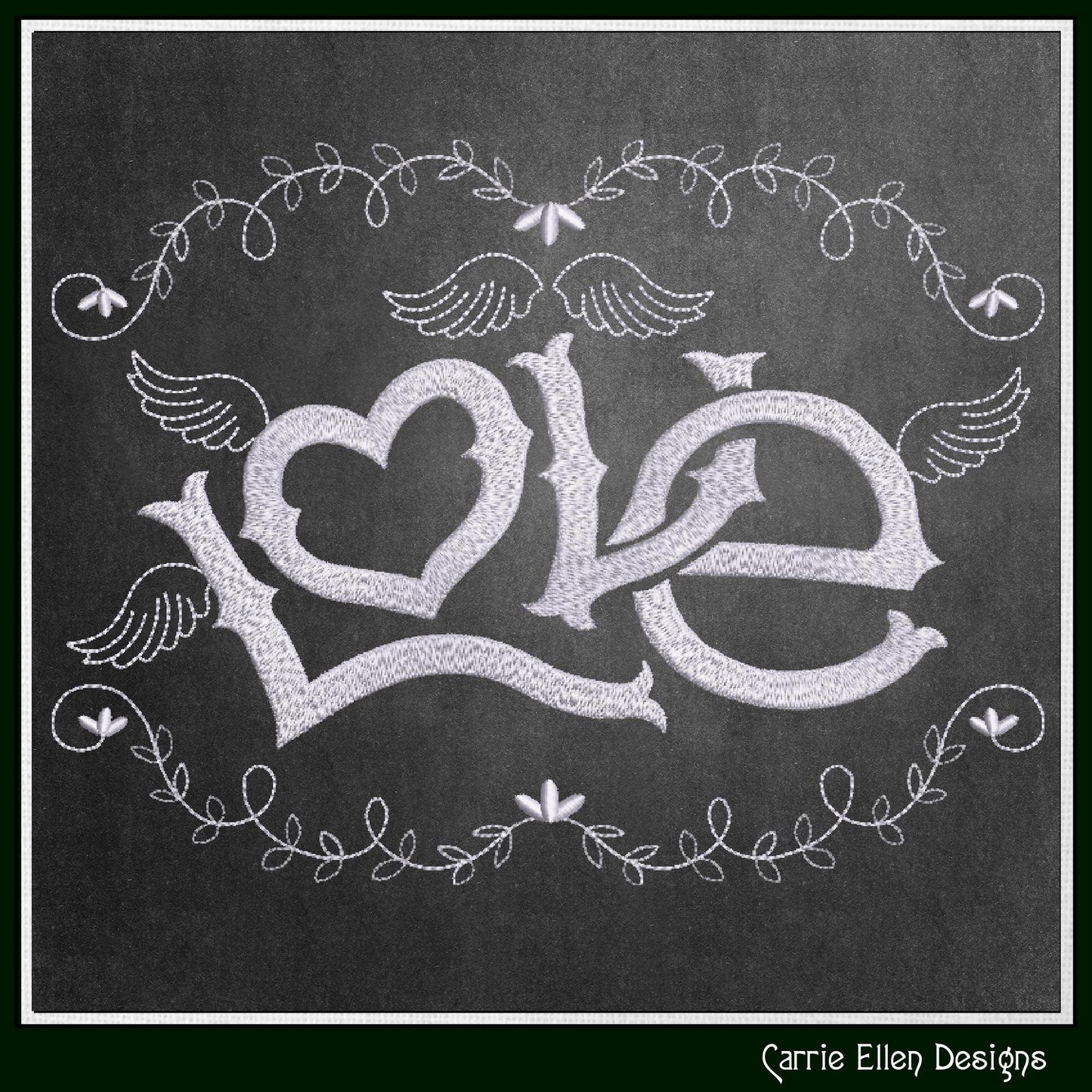 Love Machine Embroidery Design – Valentine’s Day Holiday Pattern, Romantic Doodle Wings, 6 Sizes (3136)