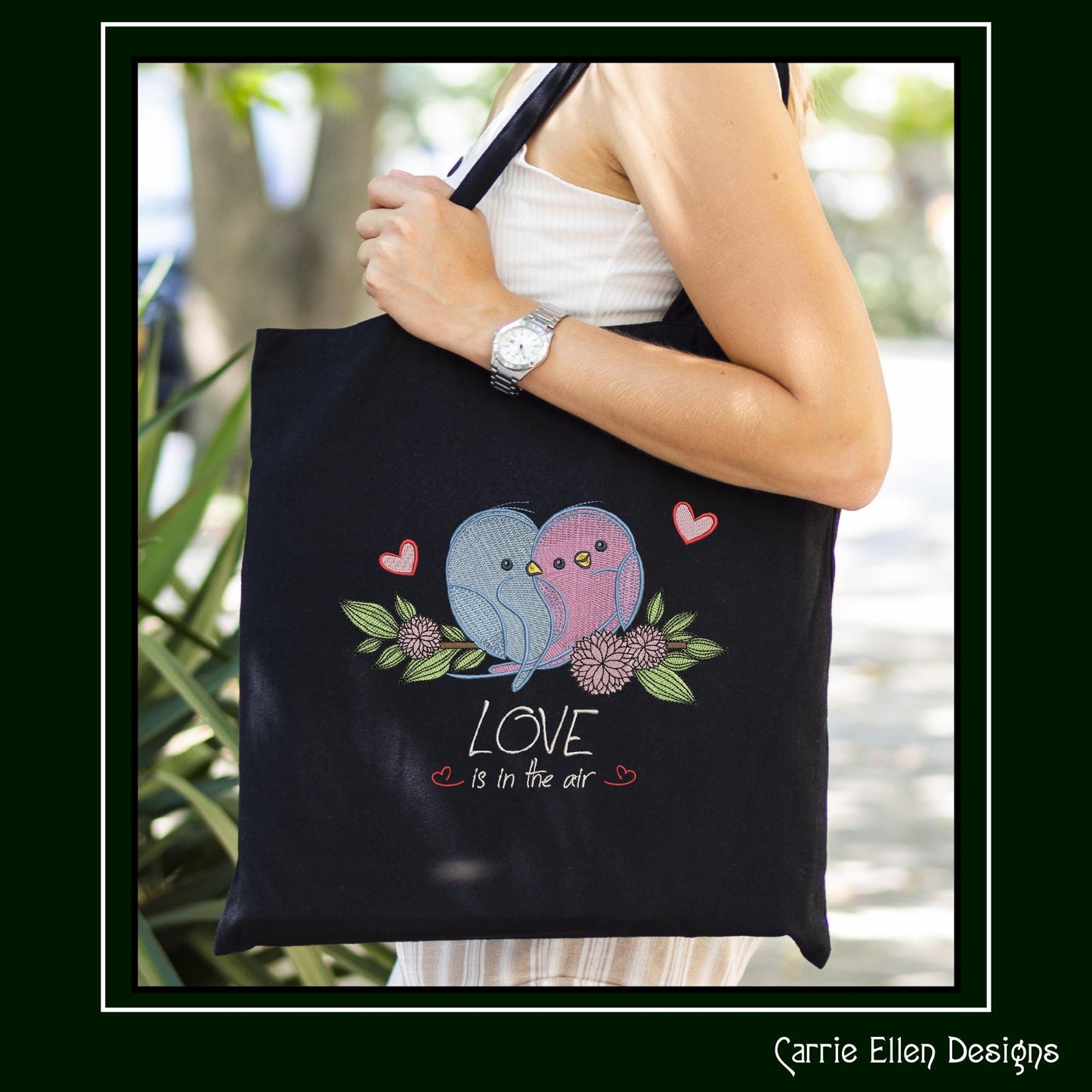 Love Bird Machine Embroidery Design – Valentine’s Day Holiday Pattern, Love Is in the Air Romantic Design, 6 Sizes (3135)