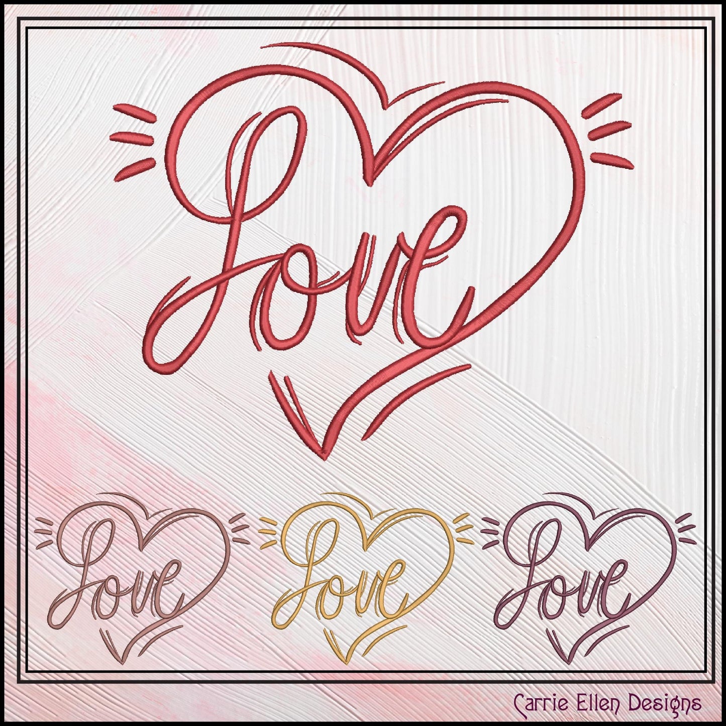 Love Machine Embroidery Design – Valentine’s Day Holiday Pattern, Romantic Heart Doodle, 6 Sizes (3131)