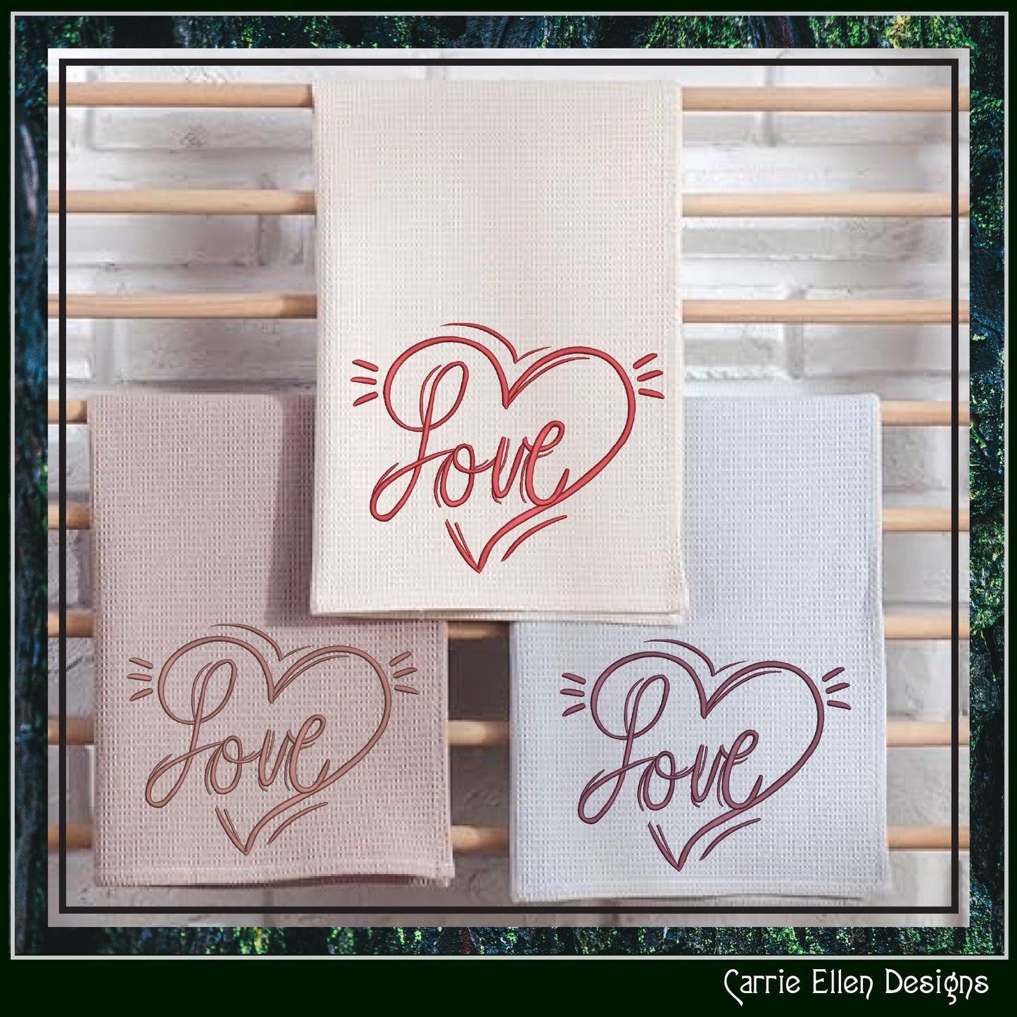 Love Machine Embroidery Design – Valentine’s Day Holiday Pattern, Romantic Heart Doodle, 6 Sizes (3131)