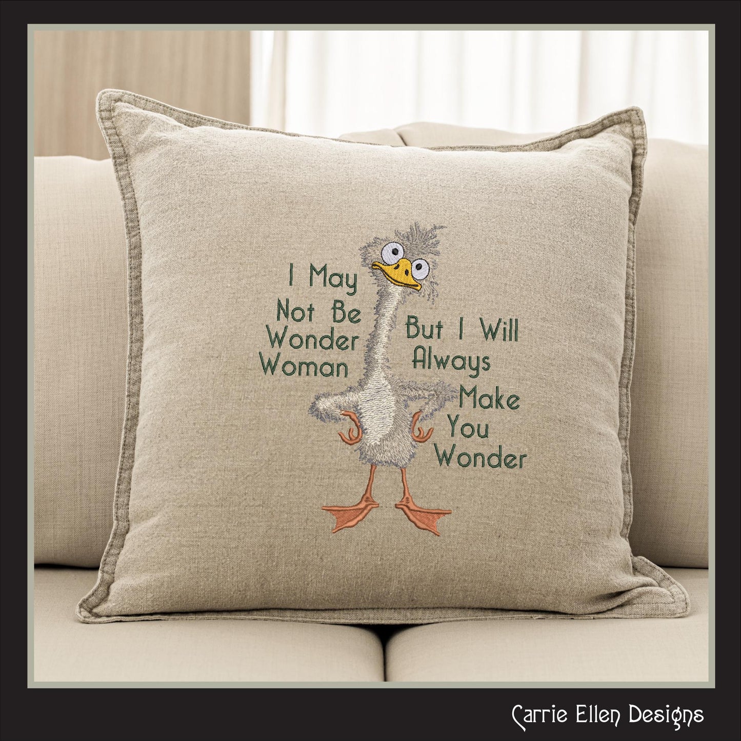 Silly Duck Embroidery Design Saying – “I May Not Be Wonder Woman” Snarky Quote Pattern, 6 Sizes (3237)