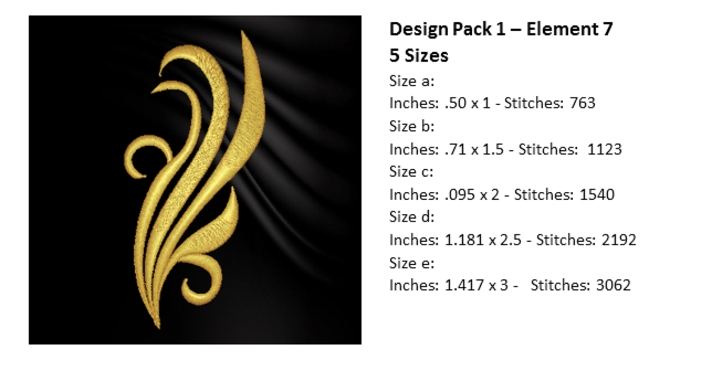 Design Elements Machine Embroidery Bundle | Swoosh and Swirl Decorative Designs | 9 Individual Embroidery Elements | Multiple Sizes Each (0871)