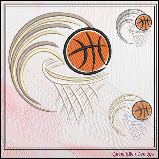 Basketball Machine Embroidery Design, Ball and Hoop Design, Nothing but Net Embroidery, Sport Embroidery Design, 6 Sizes (0104)