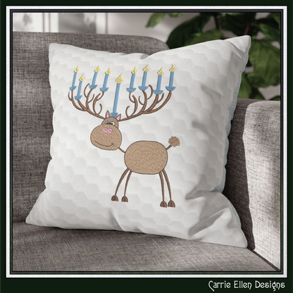 Chrismukkah Reindeer Machine Embroidery Design | Reindeer with Menorah Antlers, 6 Sizes (0142)