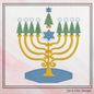 Chrismukkah Machine Embroidery Design – Menorah with Christmas Tree Candles, Jewish Christmas Stitch File, 8 Sizes (0145)