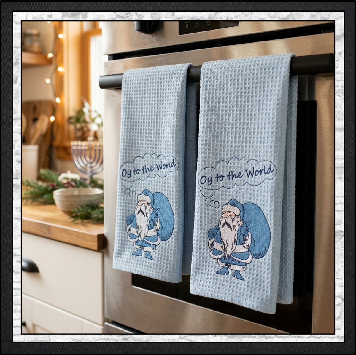"Oy to the World" Hanukkah Harry Machine Embroidery Design | Funny Jewish Holiday Pattern, 6 Sizes (0155)
