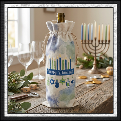 Happy Hanukkah Menorah Machine Embroidery Design File - Dreidel Star of David Pattern, 6 Sizes (0156)