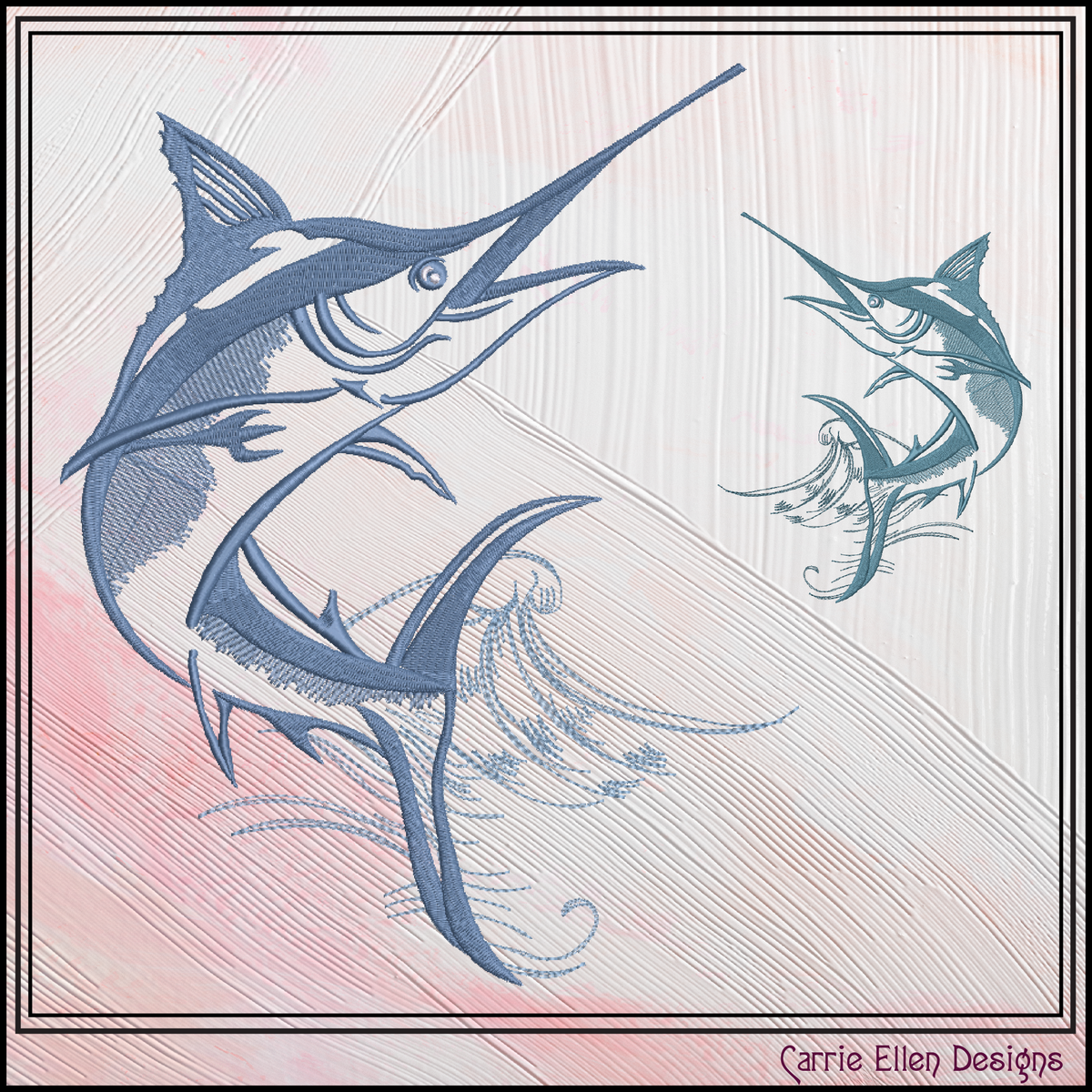 Pacific Blue Marlin Machine Embroidery Design, Ocean Sailfish Sport Fishing Pattern, 6 Sizes (0289)