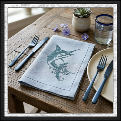 Pacific Blue Marlin Machine Embroidery Design, Ocean Sailfish Sport Fishing Pattern, 6 Sizes (0289)