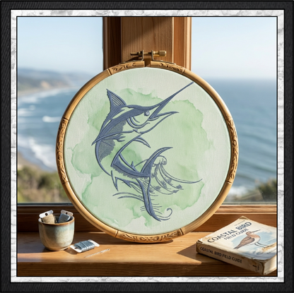 Pacific Blue Marlin Machine Embroidery Design, Ocean Sailfish Sport Fishing Pattern, 6 Sizes (0289)