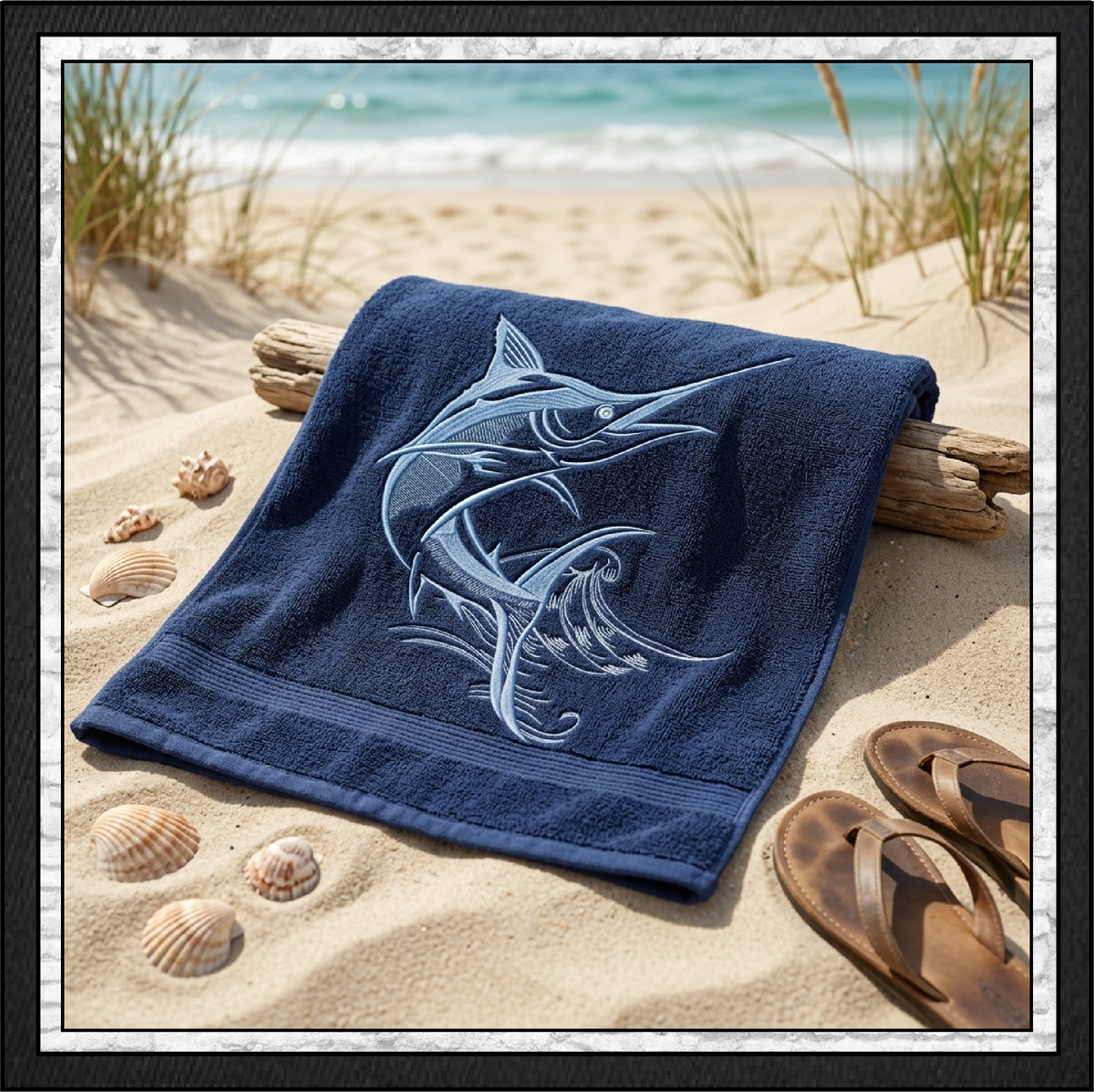 Pacific Blue Marlin Machine Embroidery Design, Ocean Sailfish Sport Fishing Pattern, 6 Sizes (0289)