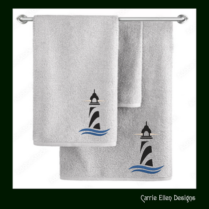 Lighthouse Machine Embroidery Design – Coastal Island Seaside Landscape Pattern, 6 Sizes (0463)