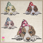 Puppy Machine Embroidery Design | Adorable Pet Dog with Bow Embroidery Pattern | Beagle Puppy Stitch File | 6 Sizes (0519)