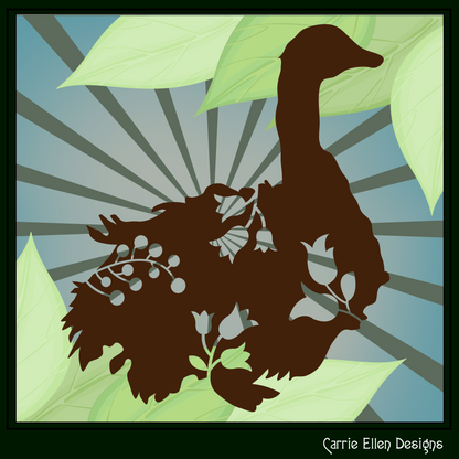 Sebastopol Goose SVG / Vector Clipart, Goose Silhouette with Flowers, Wildflower Sebastopol Goose Silhouette (0617)