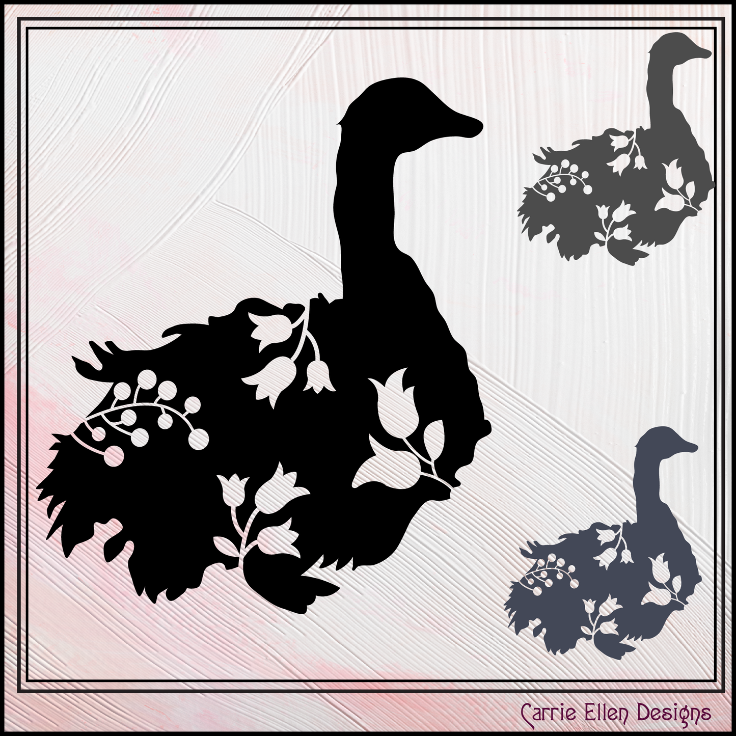 Sebastopol Goose SVG / Vector Clipart, Goose Silhouette with Flowers, Wildflower Sebastopol Goose Silhouette (0617)