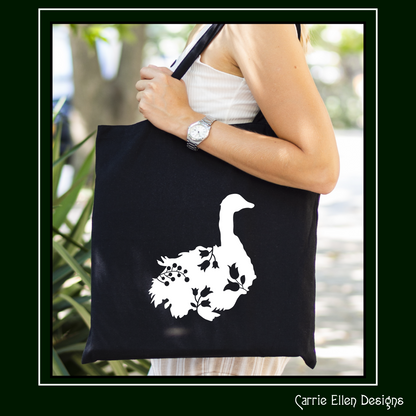 Sebastopol Goose SVG / Vector Clipart, Goose Silhouette with Flowers, Wildflower Sebastopol Goose Silhouette (0617)