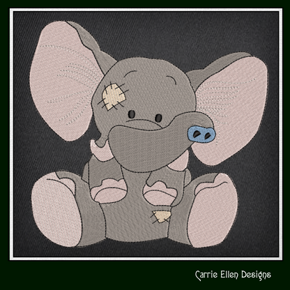 Toy Elephant Machine Embroidery Design for Babies and Kids | Vintage Stuffed Animal Pattern | Blue Nose Tatty Teddy Inspired Embroidery | 6 Sizes (0769)
