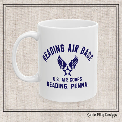 Reading Air Base Ceramic Mug, Vintage WWII Military Camp Design – 11oz & 15oz Sizes (P-6038)