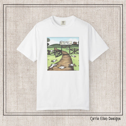 Boneless Chicken Ranch Comfort Colors T-Shirt | Farside Farm Chickens Printed Short Sleeve Tee | Multiple Color Options (P-6074)