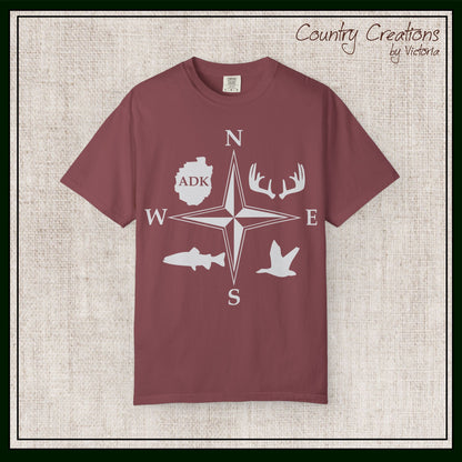 Adirondack Adventurers Compass Comfort Colors Short Sleeve Unisex T-Shirt - ADK Hunters Compass (P6027)