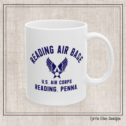 Reading Air Base Ceramic Mug, Vintage WWII Military Camp Design – 11oz & 15oz Sizes (P-6038)