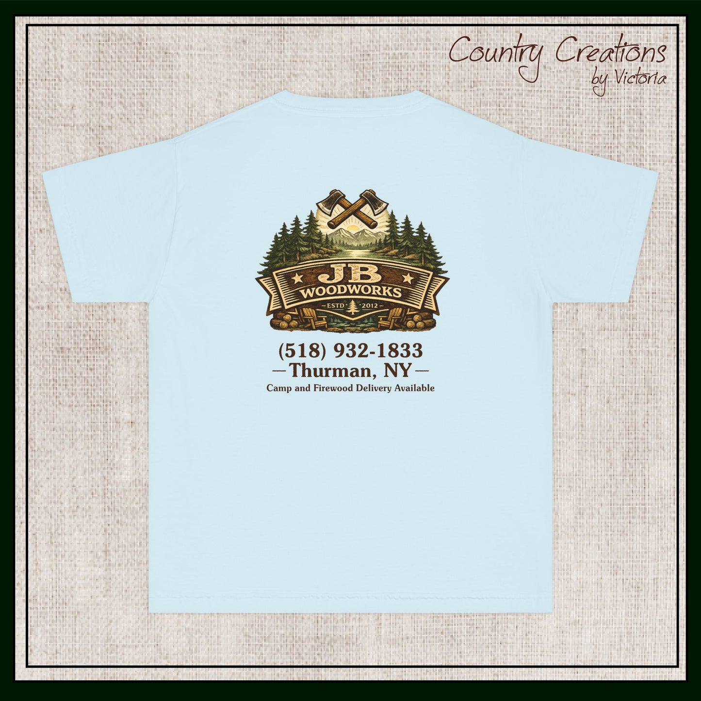 JB Woodworks Logo Pigment Dyed Youth Comfort Colors T-shirt (3878)