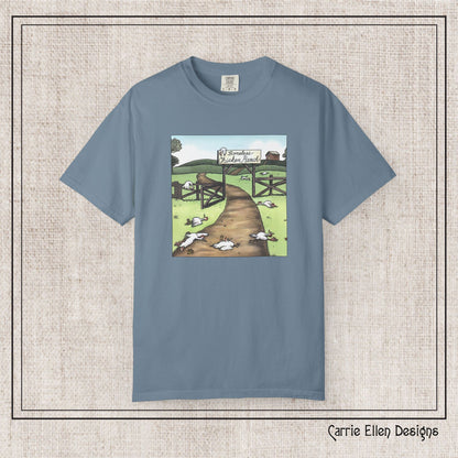 Boneless Chicken Ranch Comfort Colors T-Shirt | Farside Farm Chickens Printed Short Sleeve Tee | Multiple Color Options (P-6074)