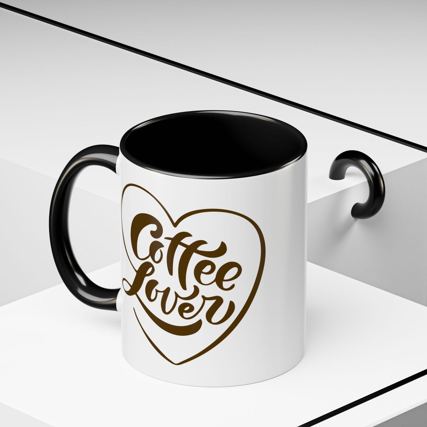 Coffee Lover Heart Design Ceramic Accent Mug | Coffee Lover Gift Idea | 11oz & 15oz (3799)