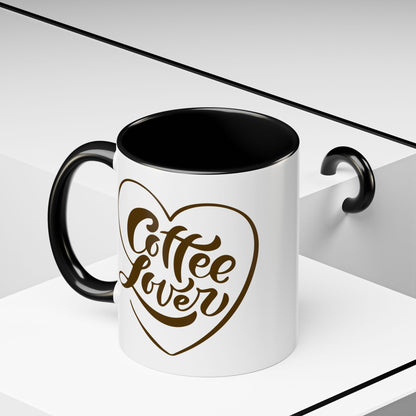 Coffee Lover Heart Design Ceramic Accent Mug | Coffee Lover Gift Idea | 11oz & 15oz (3799)