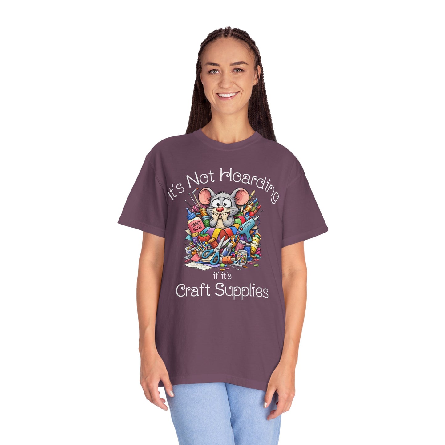 Craft Supply Hoarding Mouse Comfort Colors® T-Shirt | Funny Crafter Graphic Tee(3856)