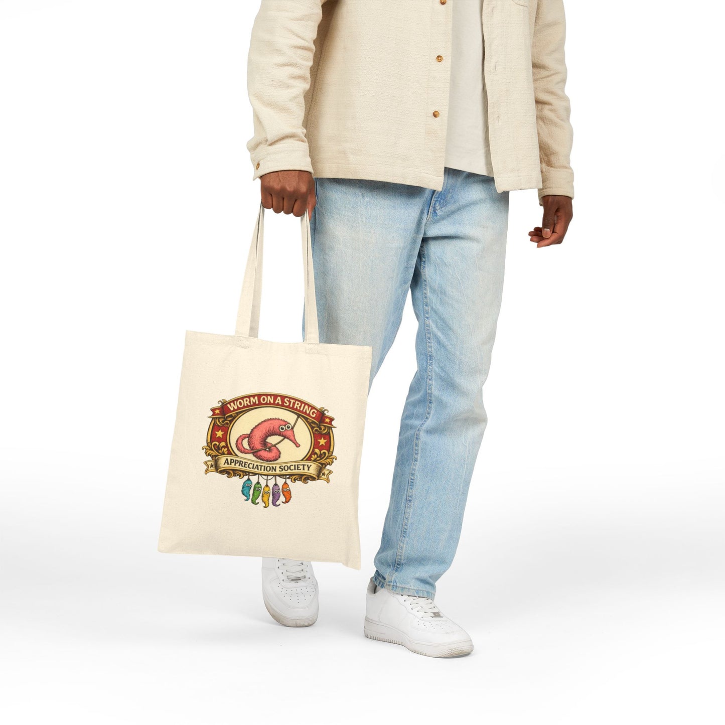 Worm on a String Appreciation Society – Canvas Reusable Tote Bag (3899)