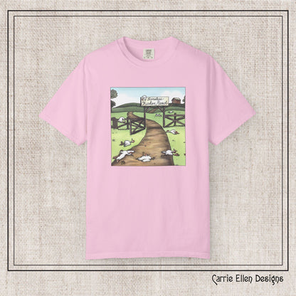 Boneless Chicken Ranch Comfort Colors T-Shirt | Farside Farm Chickens Printed Short Sleeve Tee | Multiple Color Options (P-6074)