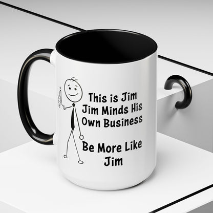 Funny Stick Figure "This is Jim" Accent Color Ceramic Mug | Snarky Humor Coffee Mug, Perfect for Home or Office Decor (P-6050)