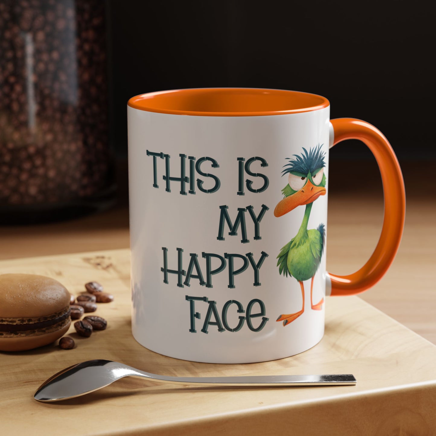 This Is My Happy Face Accent Coffee Mug | Sarcastic Ostrich Coffee Cup | 11oz 15oz Ceramic Mug (4252)