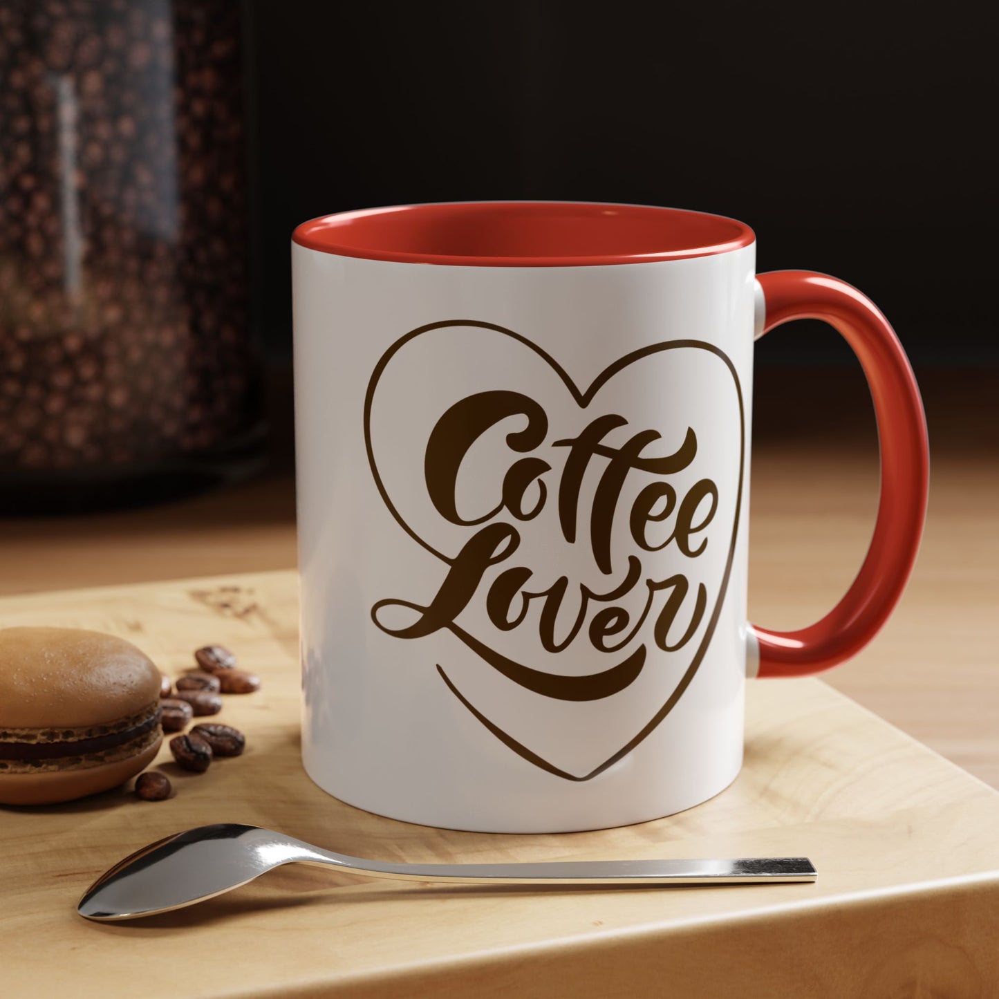 Coffee Lover Heart Design Ceramic Accent Mug | Coffee Lover Gift Idea | 11oz & 15oz (3799)
