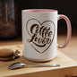 Coffee Lover Heart Design Ceramic Accent Mug | Coffee Lover Gift Idea | 11oz & 15oz (3799)