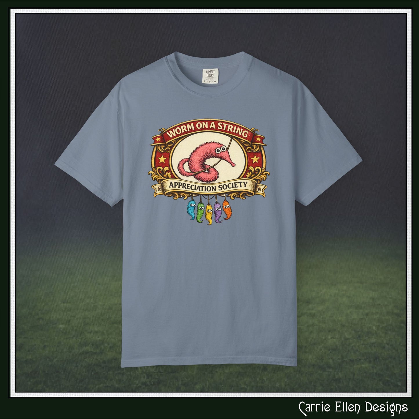 Worm on a String Appreciation Society T-Shirt | Comfort Colors® Short Sleeve Tee (3897)