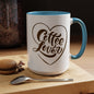 Coffee Lover Heart Design Ceramic Accent Mug | Coffee Lover Gift Idea | 11oz & 15oz (3799)