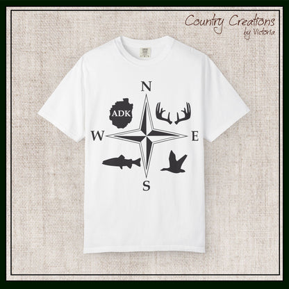 Adirondack Adventurers Compass Comfort Colors Short Sleeve Unisex T-Shirt - ADK Hunters Compass (P6027)
