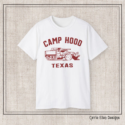 Camp Hood Short Sleeve T-Shirt – Vintage WWII Military Camp Design – Heavyweight 100% Cotton Tee (P-6033)