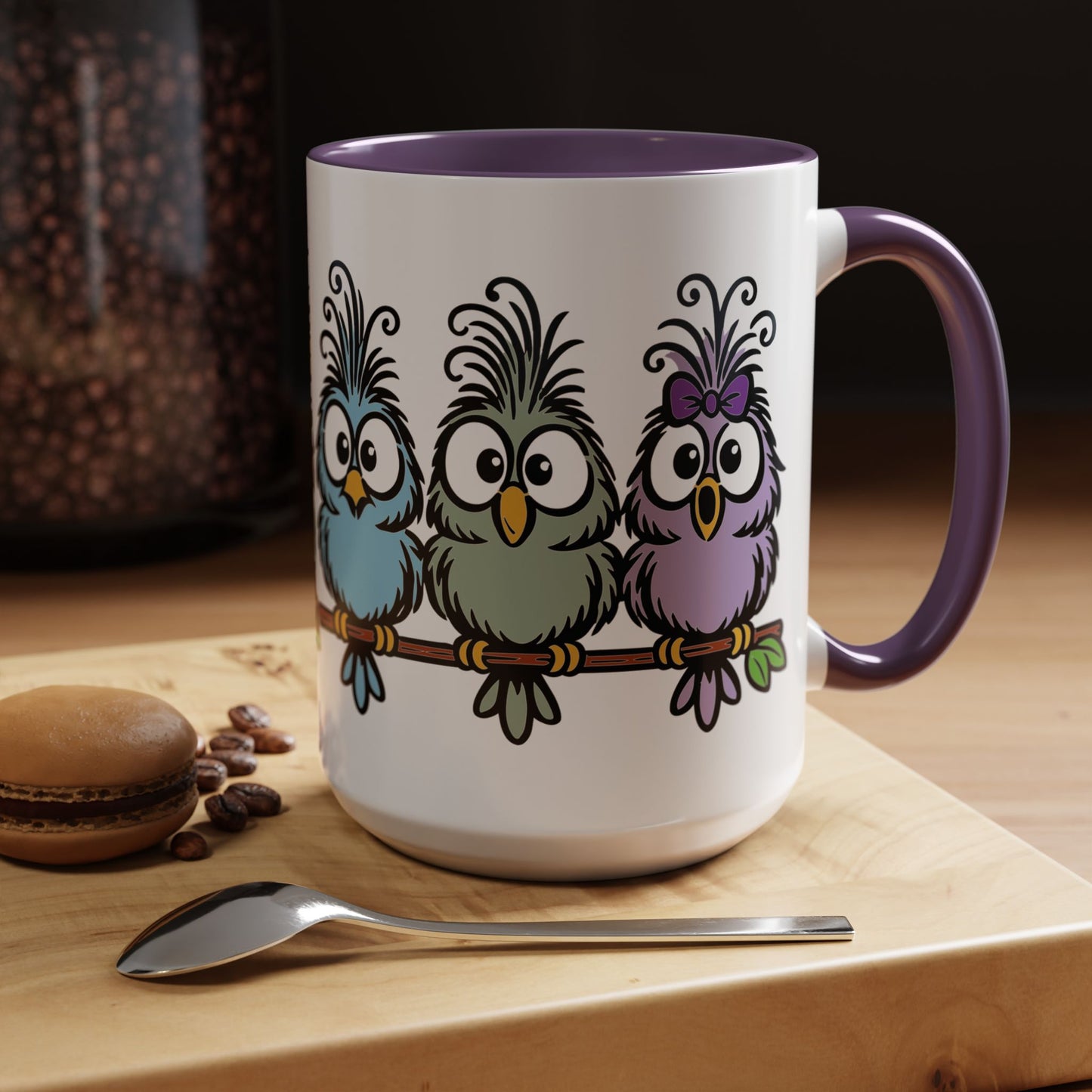 Colorful Cartoon Birds Coffee Mug — Chicks on a Stick 11/15oz Accent Mug (4278)
