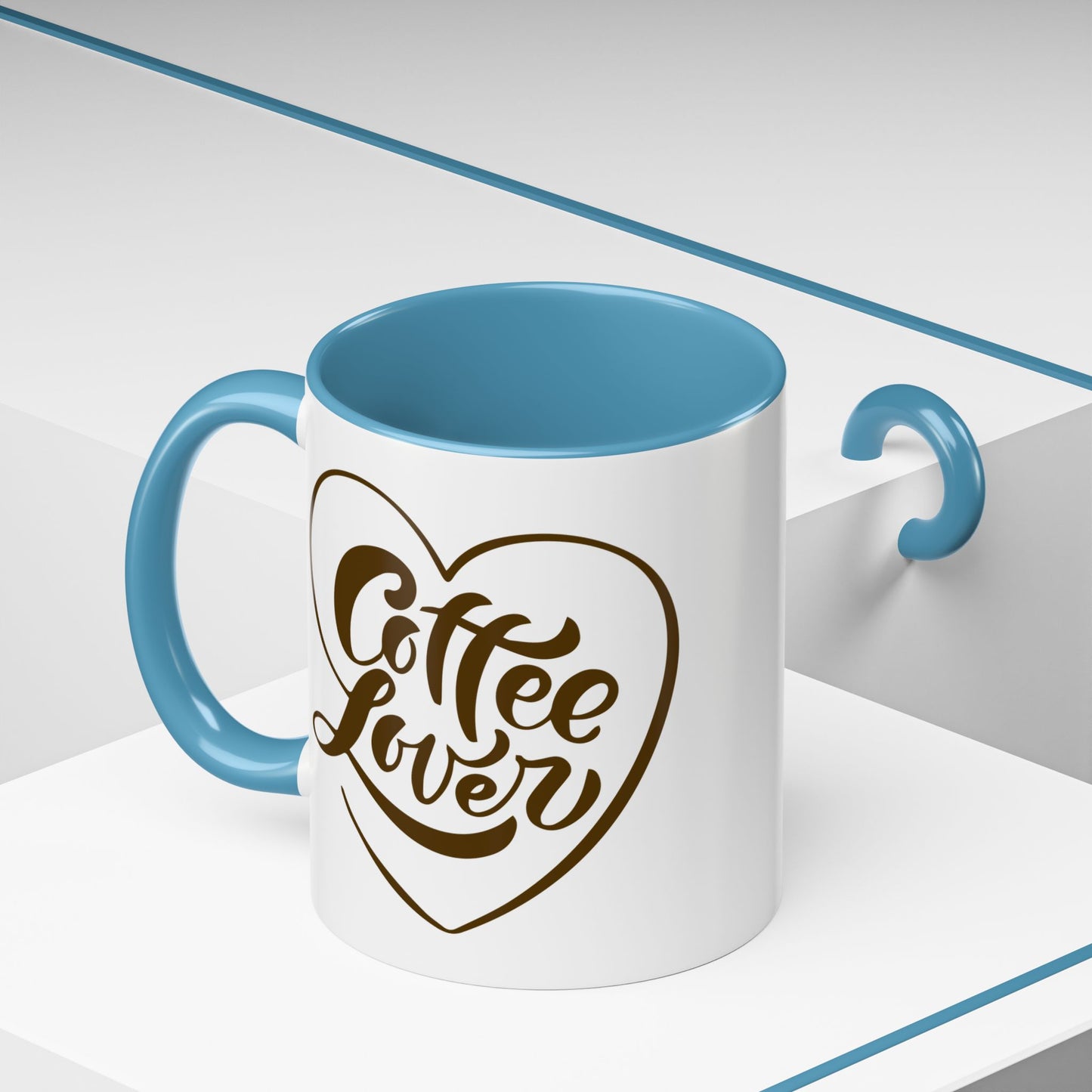 Coffee Lover Heart Design Ceramic Accent Mug | Coffee Lover Gift Idea | 11oz & 15oz (3799)