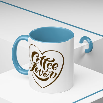 Coffee Lover Heart Design Ceramic Accent Mug | Coffee Lover Gift Idea | 11oz & 15oz (3799)