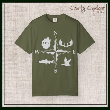 Adirondack Adventurers Compass Comfort Colors Short Sleeve Unisex T-Shirt - ADK Hunters Compass (P6027)