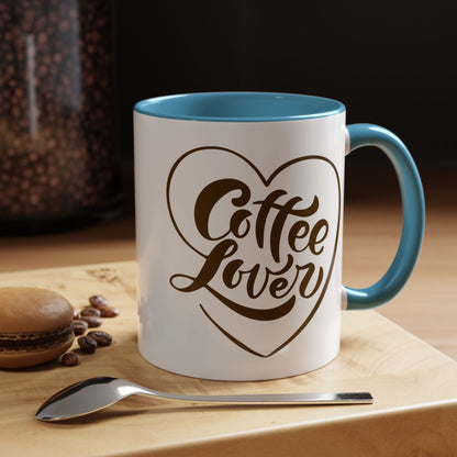 Coffee Lover Heart Design Ceramic Accent Mug | Coffee Lover Gift Idea | 11oz & 15oz (3799)