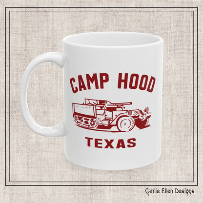 Vintage Camp Hood Texas Ceramic Mug - 11oz & 15oz Sizes, Perfect Gift for Military Enthusiasts (P-6034)