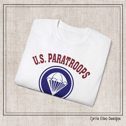 US Paratroops Camp Mackall North Carolina Short Sleeve Tee – Vintage WWII U.S. Army Reproduction T-Shirt, Military Pride Tee, Veteran Gift (P-6055)