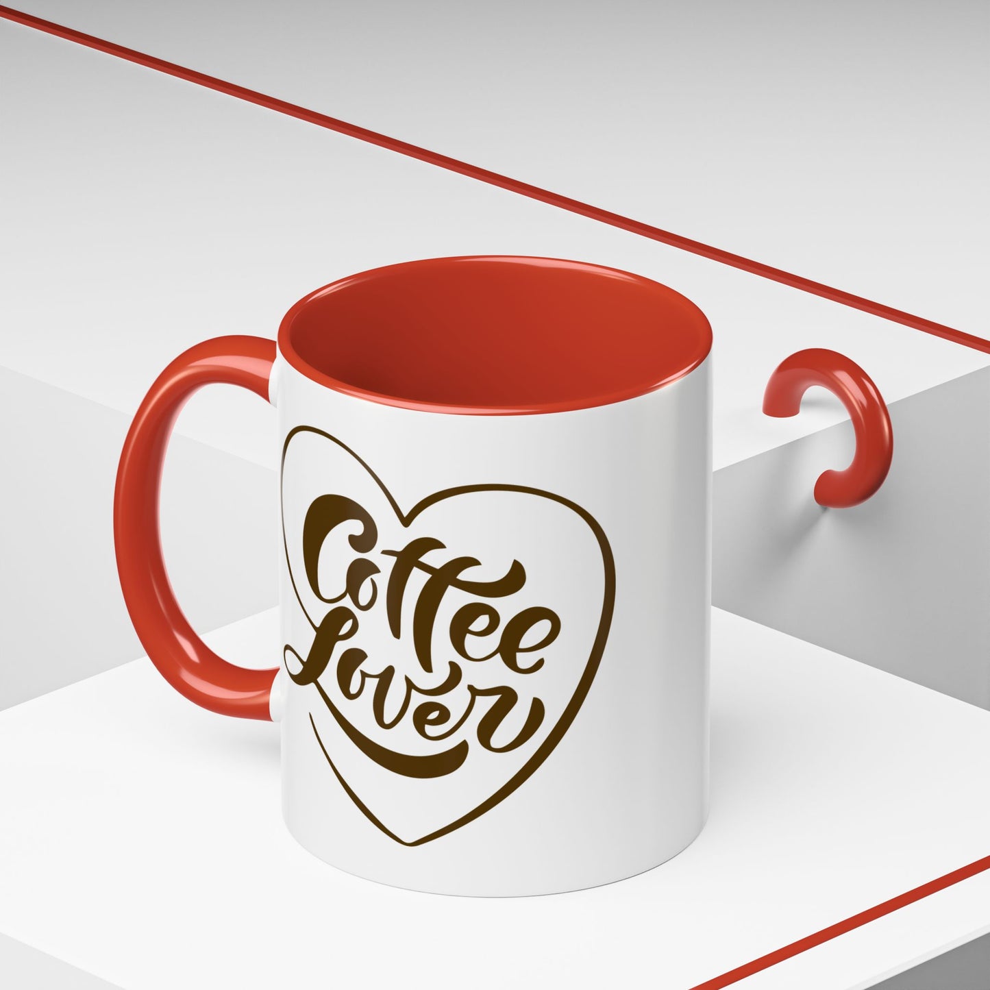 Coffee Lover Heart Design Ceramic Accent Mug | Coffee Lover Gift Idea | 11oz & 15oz (3799)