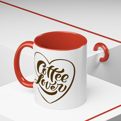 Coffee Lover Heart Design Ceramic Accent Mug | Coffee Lover Gift Idea | 11oz & 15oz (3799)