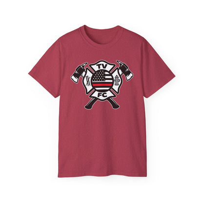 TV FC Red Thin Line Firefighter Maltese Cross Tee | 6 oz Cotton Tee Shirt (3009)